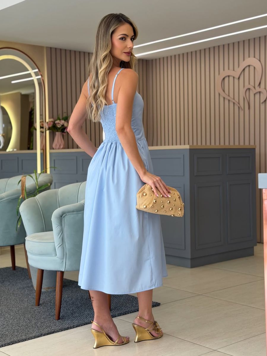 Vestido Aurora azul bebê, lateral